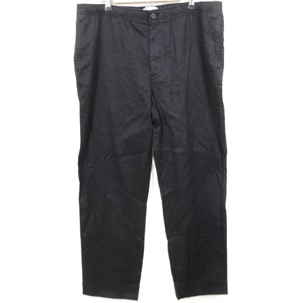 Banana Republic Linen Cotton Blend Black Straight Leg Trousers Men's XL Preppy